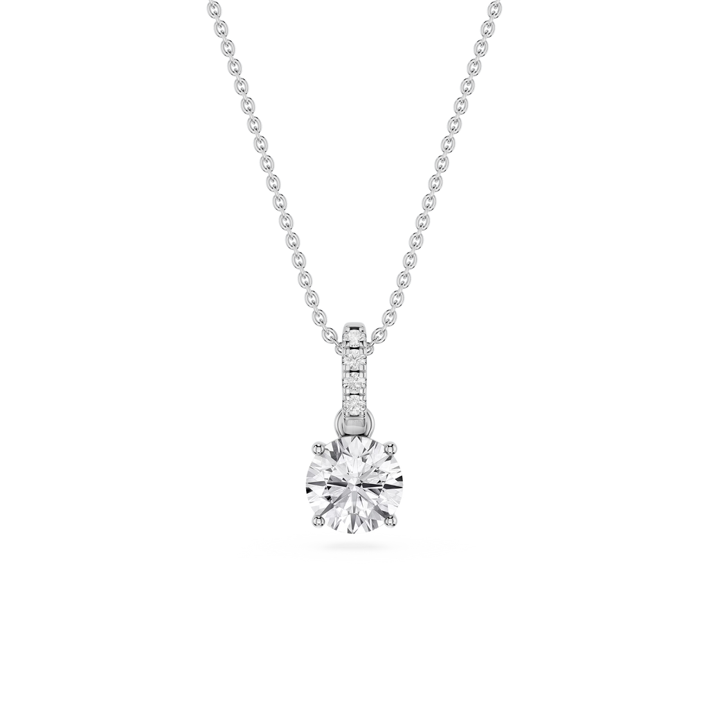 Round LGD Hidden Halo Pendant - 16 to 18 Inches