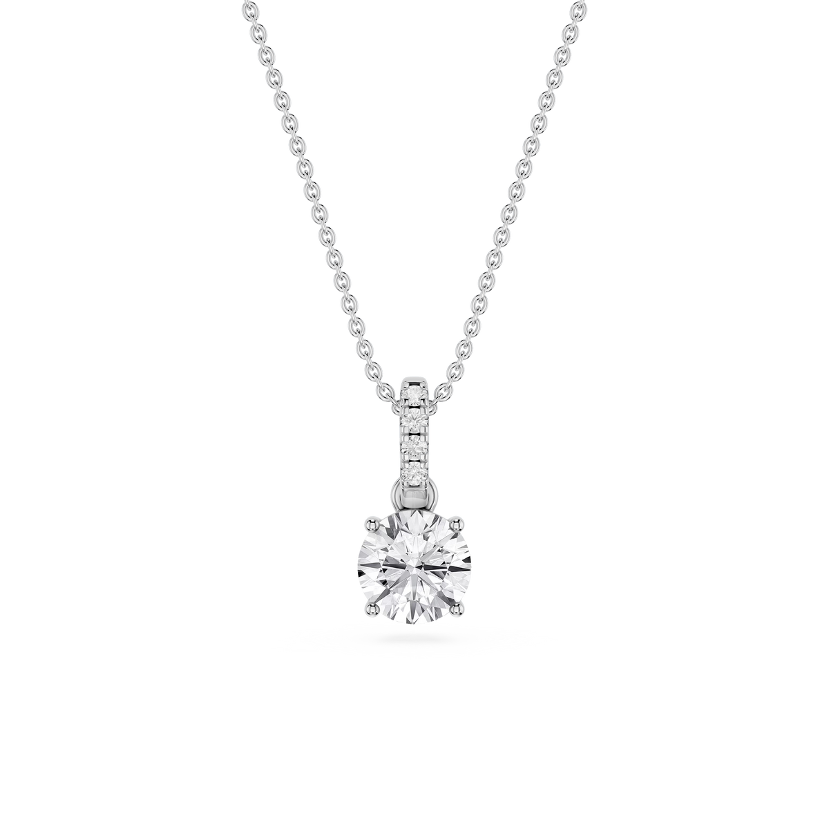 Round LGD Hidden Halo Pendant - 16 to 18 Inches