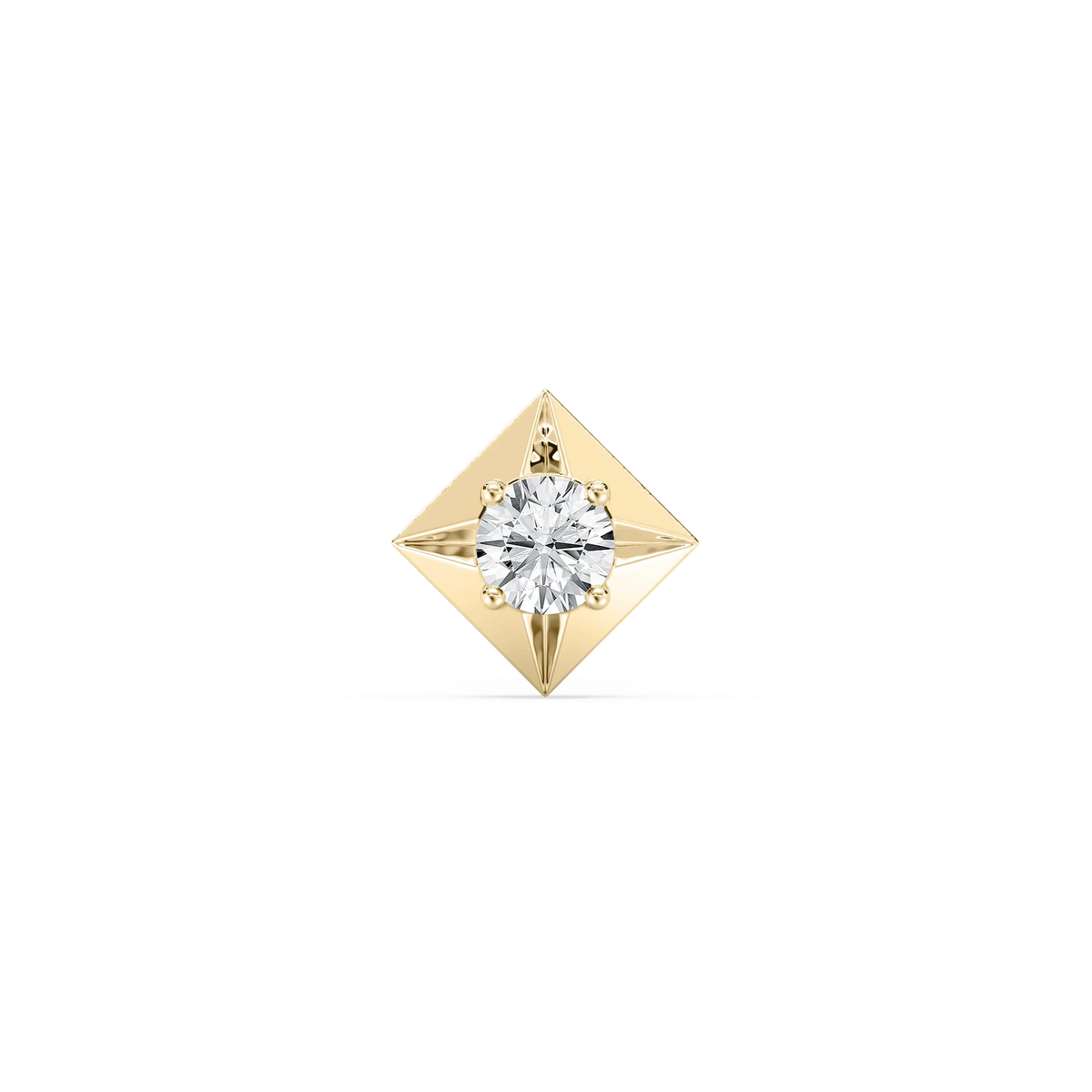 Round LGD Kite-Shaped Bezel Single Stud Earring - 14K Yellow Gold / 1 ctw