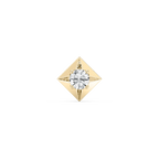 Round LGD Kite-Shaped Bezel Single Stud Earring - 14K Yellow Gold / 4 ctw