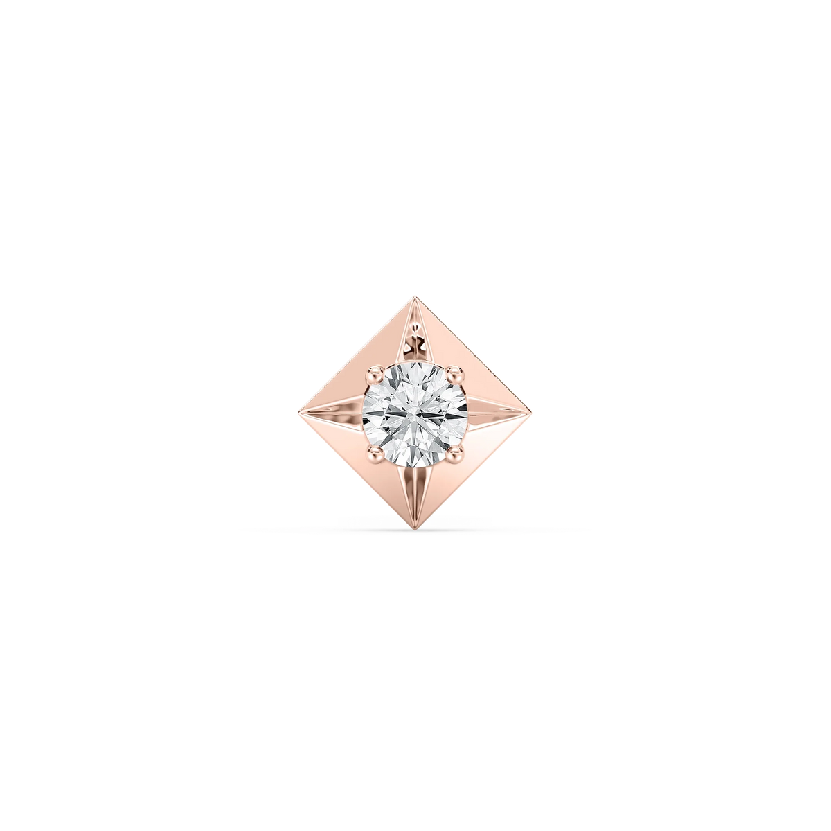 Round LGD Kite-Shaped Bezel Single Stud Earring - 14K Rose Gold / 2 ctw