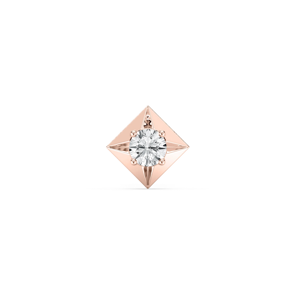 Round LGD Kite-Shaped Bezel Single Stud Earring - 18K Rose Gold / 3 ctw