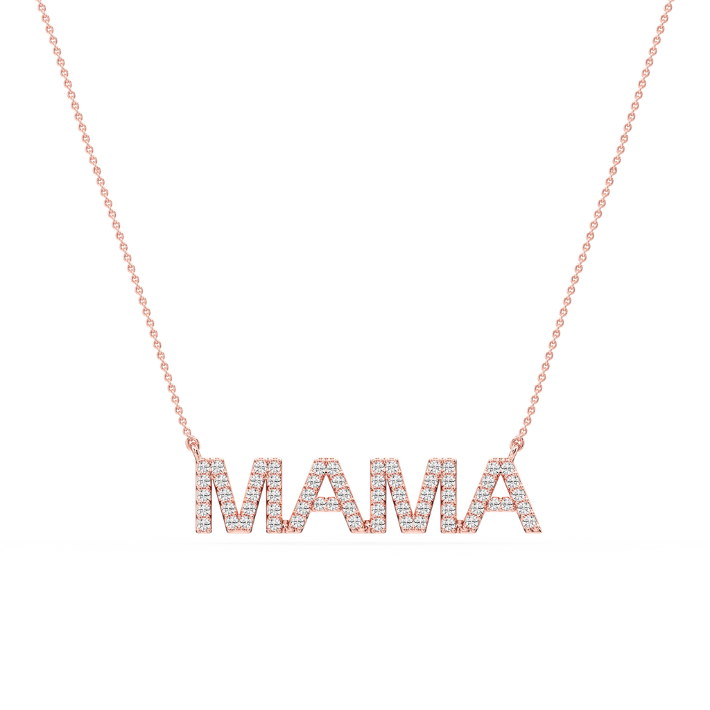 Round LGD Mama Block Letter Pendant - 16 to 18 Inches