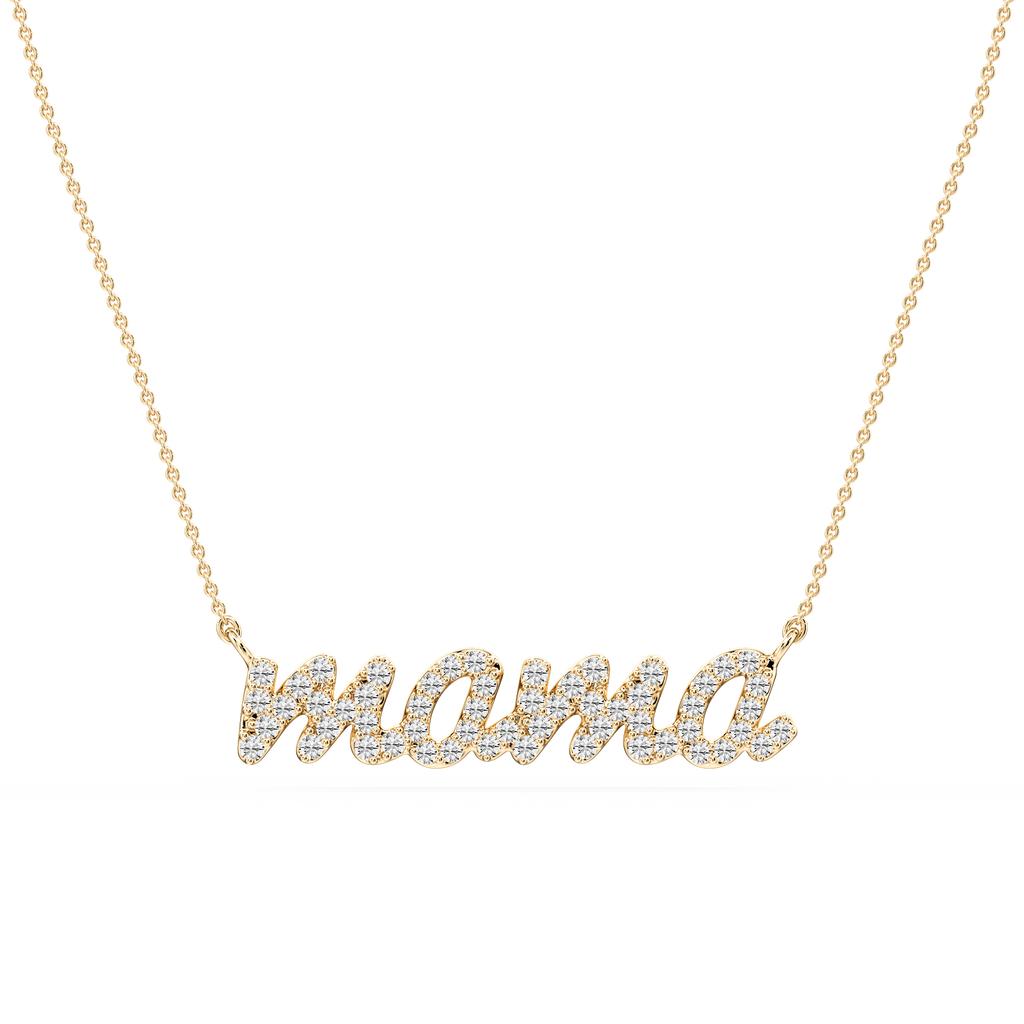 Round LGD Mama Cursive Letter Pendant - 16 to 18 Inches