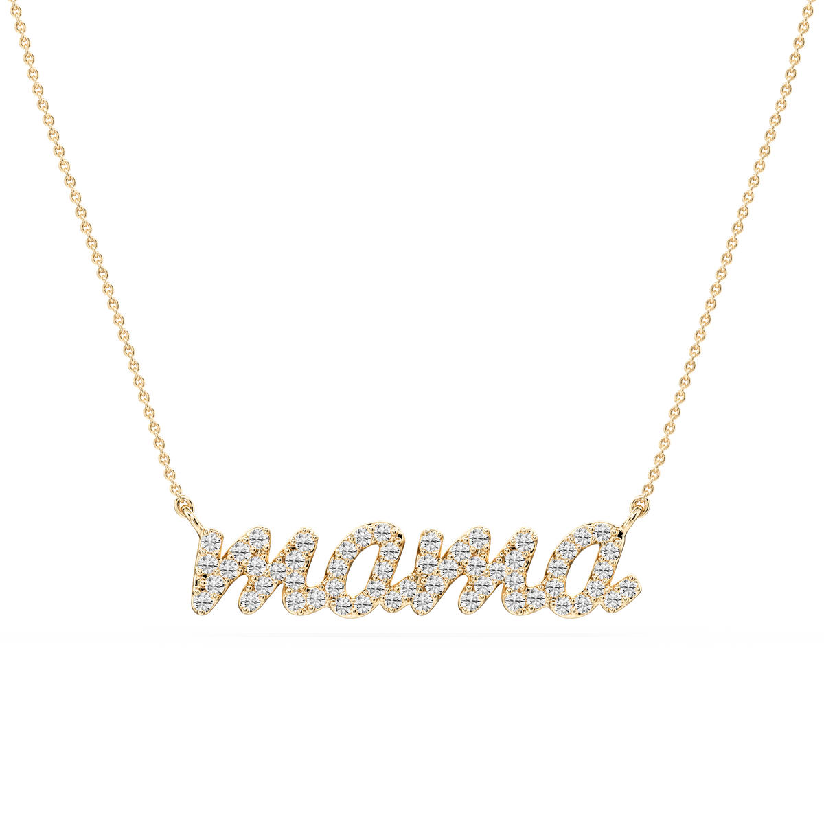 Round LGD Mama Cursive Letter Pendant - 16 to 18 Inches