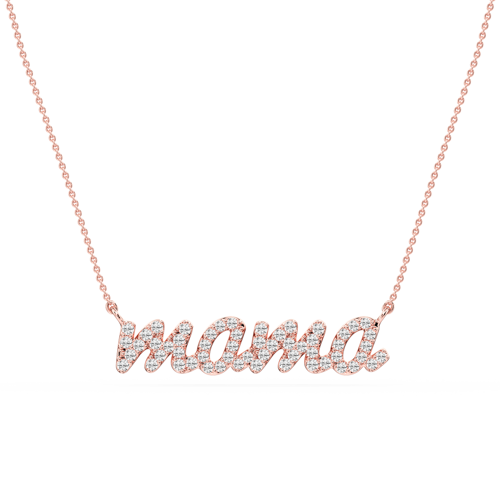 Round LGD Mama Cursive Letter Pendant - 16 to 18 Inches