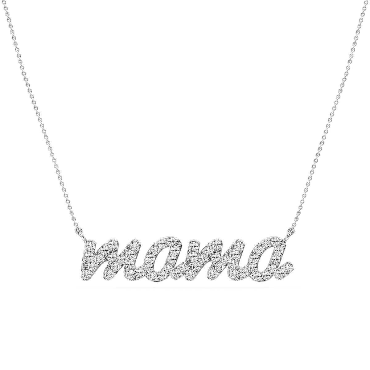 Round LGD Mama Cursive Letter Pendant - 16 to 18 Inches