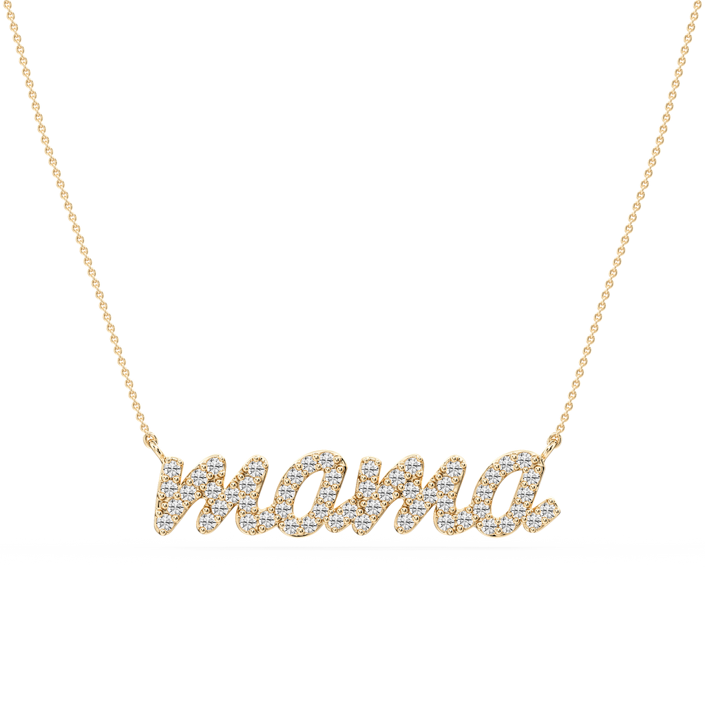 Round LGD Mama Cursive Letter Pendant - 16 to 18 Inches