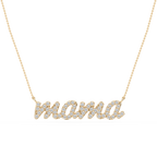 Round LGD Mama Cursive Letter Pendant - 16 to 18 Inches
