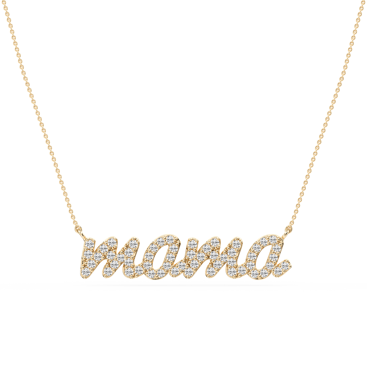 Round LGD Mama Cursive Letter Pendant - 16 to 18 Inches