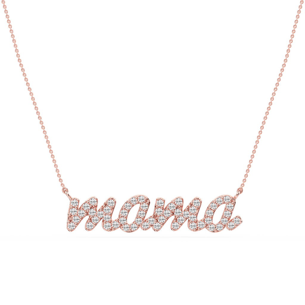 Round LGD Mama Cursive Letter Pendant - 16 to 18 Inches