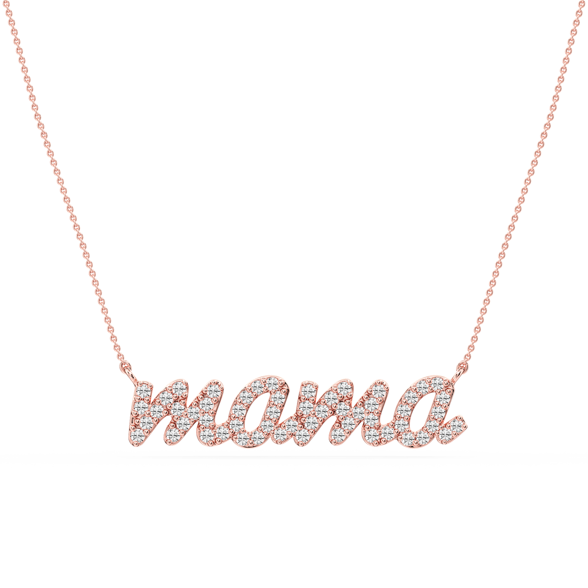 Round LGD Mama Cursive Letter Pendant - 16 to 18 Inches