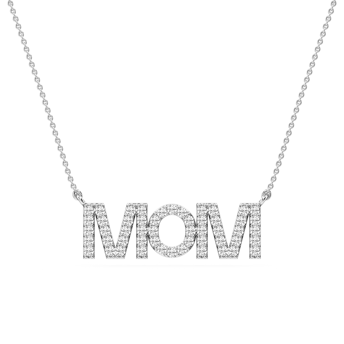 Round LGD Mom Block Letter Pendant - 16 to 18 Inches