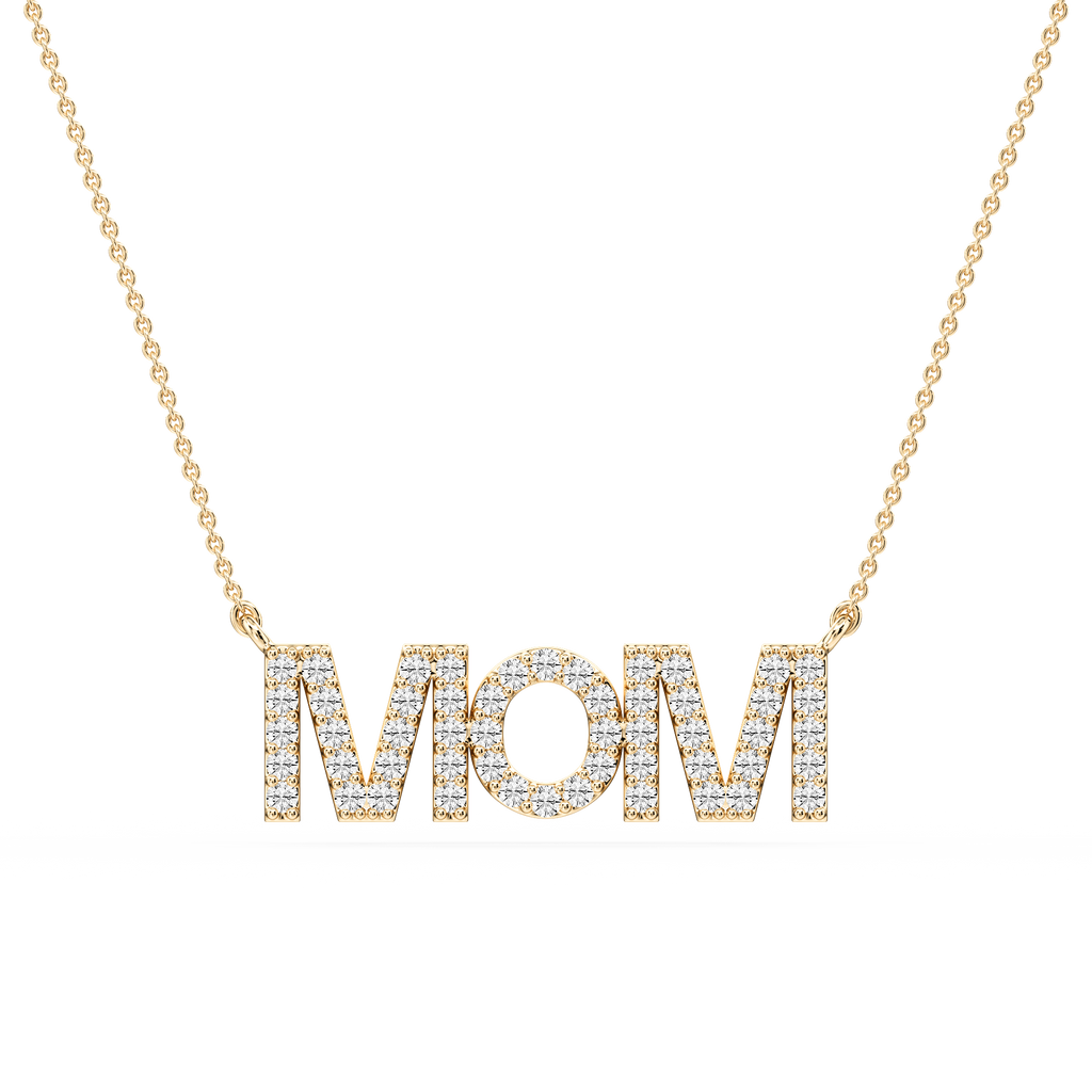Round LGD Mom Block Letter Pendant - 16 to 18 Inches