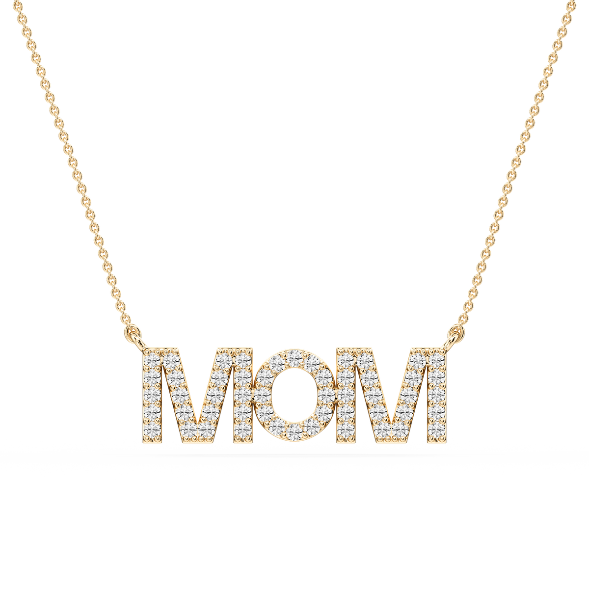 Round LGD Mom Block Letter Pendant - 16 to 18 Inches