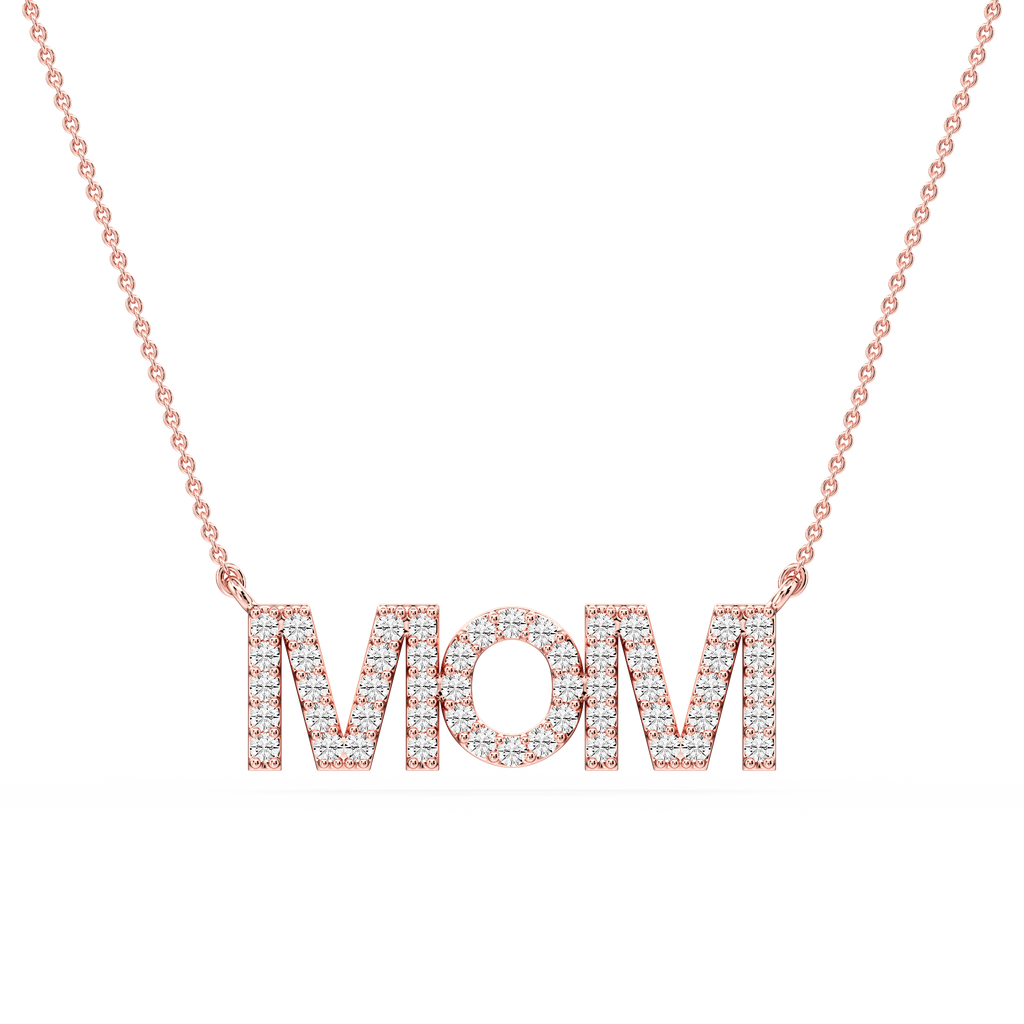 Round LGD Mom Block Letter Pendant - 16 to 18 Inches