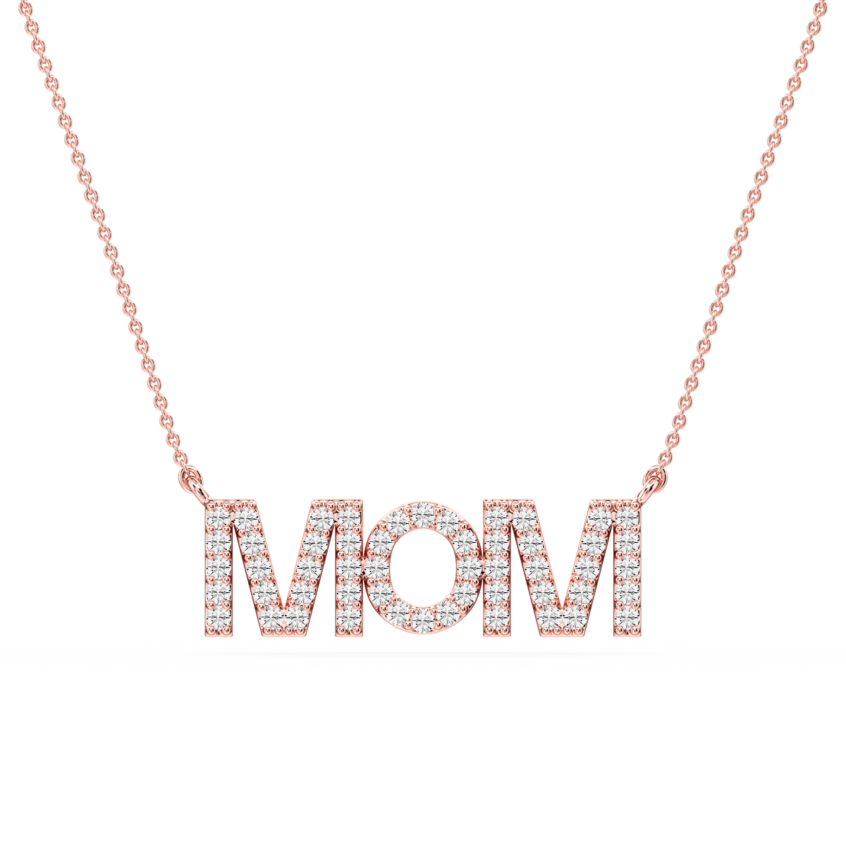 Round LGD Mom Block Letter Pendant - 16 to 18 Inches