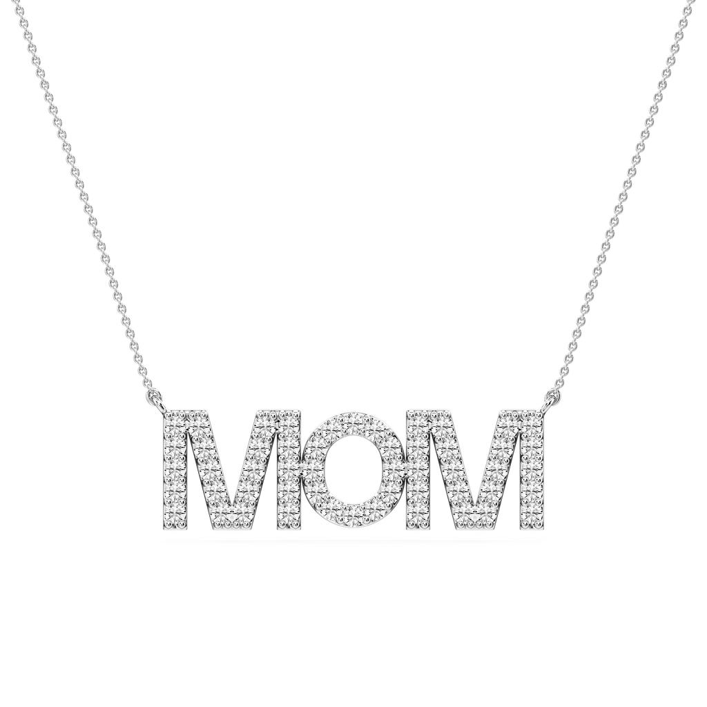 Round LGD Mom Block Letter Pendant - 16 to 18 Inches