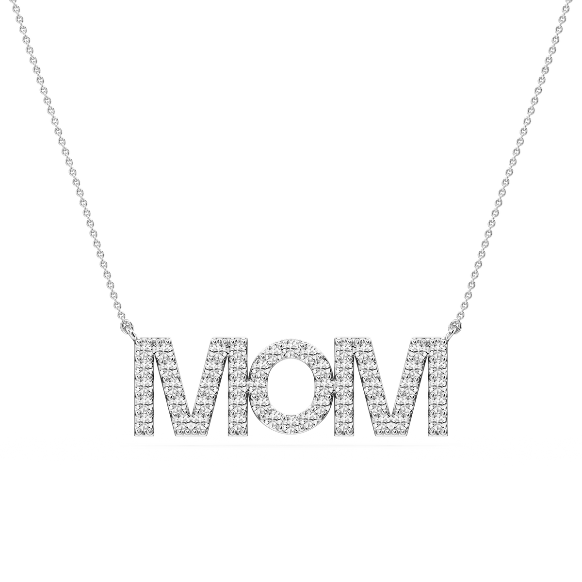 Round LGD Mom Block Letter Pendant - 16 to 18 Inches