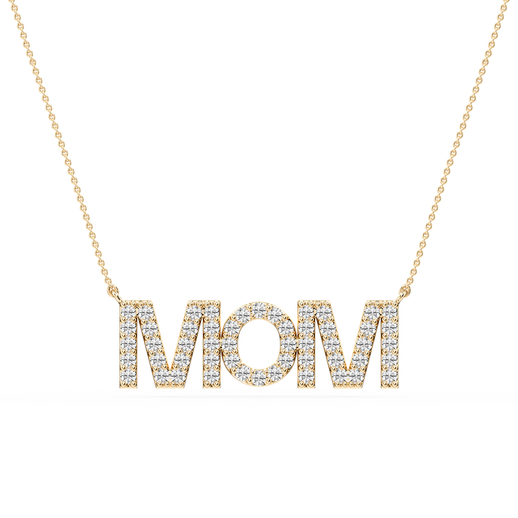 Round LGD Mom Block Letter Pendant - 16 to 18 Inches
