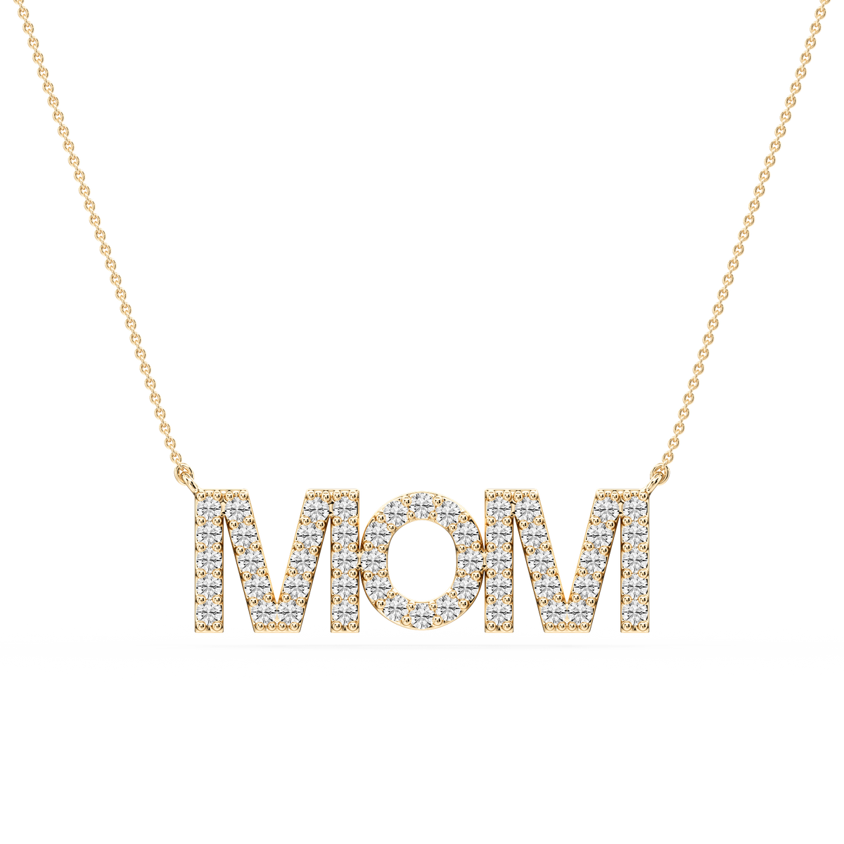 Round LGD Mom Block Letter Pendant - 16 to 18 Inches