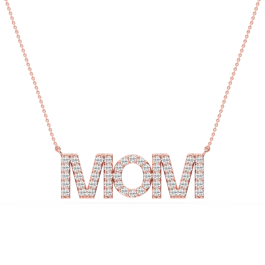 Round LGD Mom Block Letter Pendant - 16 to 18 Inches