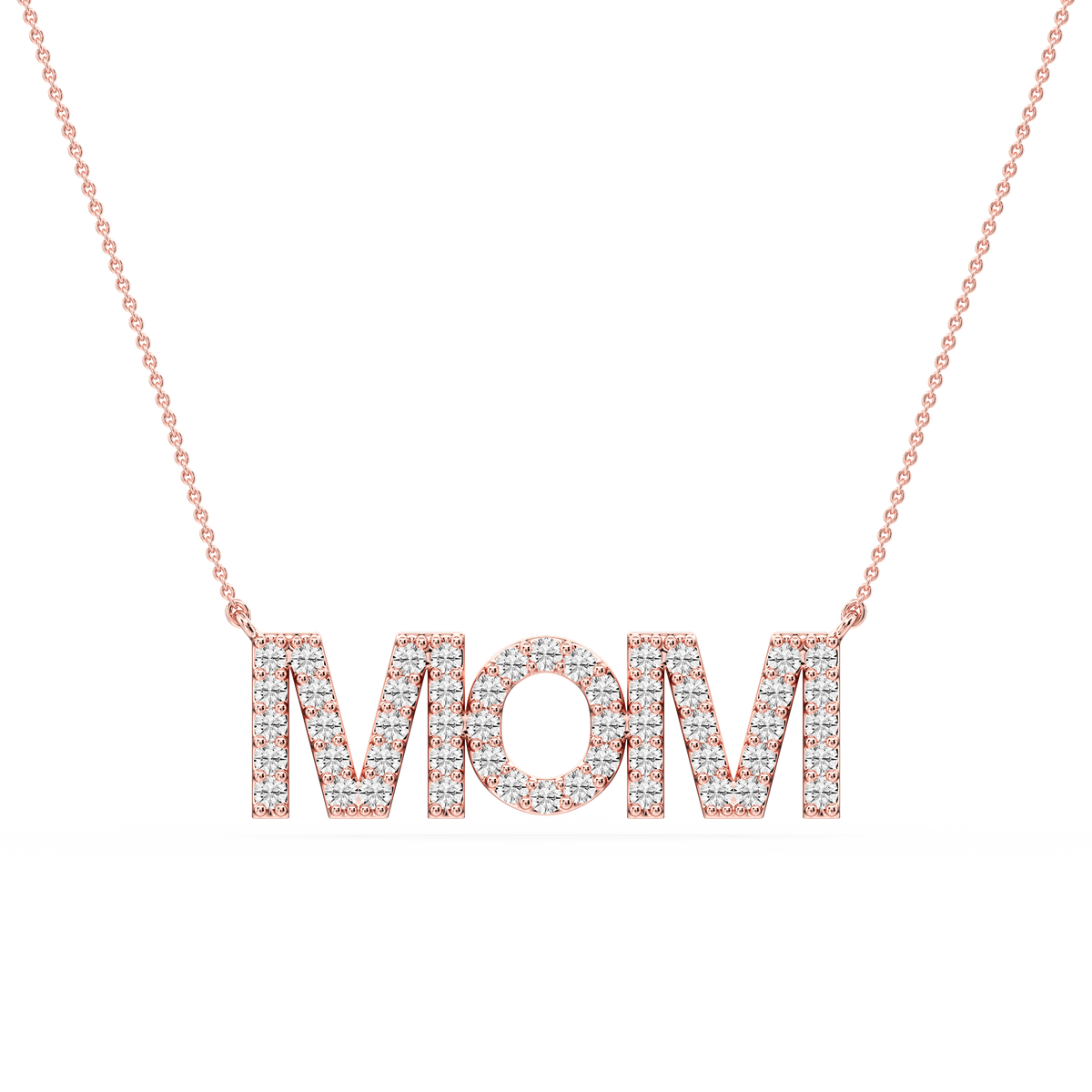 Round LGD Mom Block Letter Pendant - 16 to 18 Inches