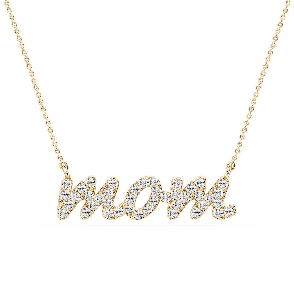 Round LGD Mommy Block Letter Pendant - 16 to 18 Inches