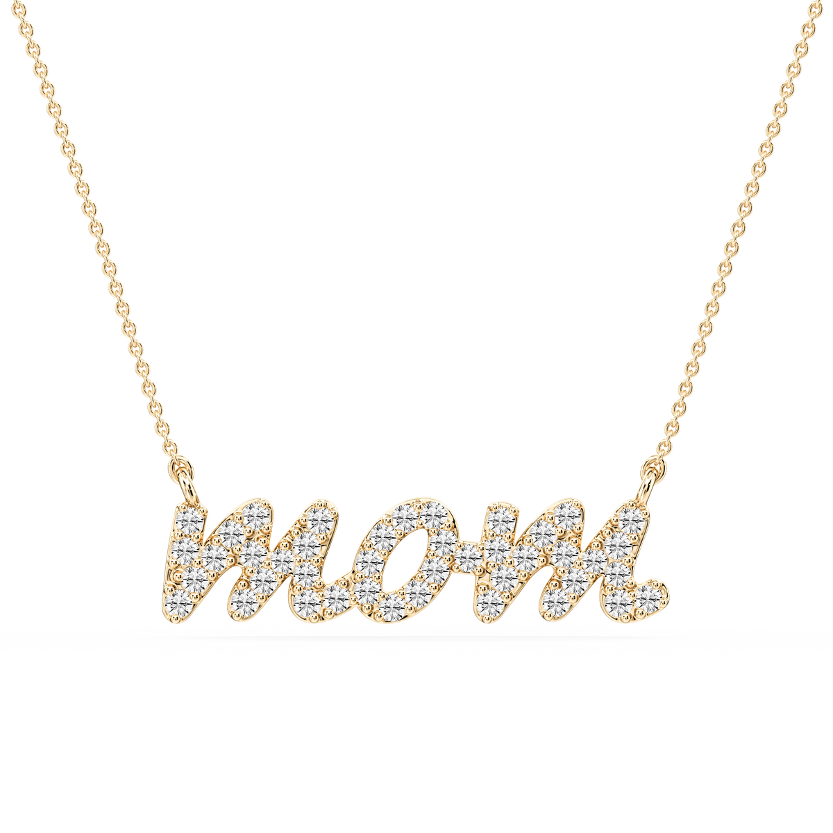 Round LGD Mommy Block Letter Pendant - 16 to 18 Inches
