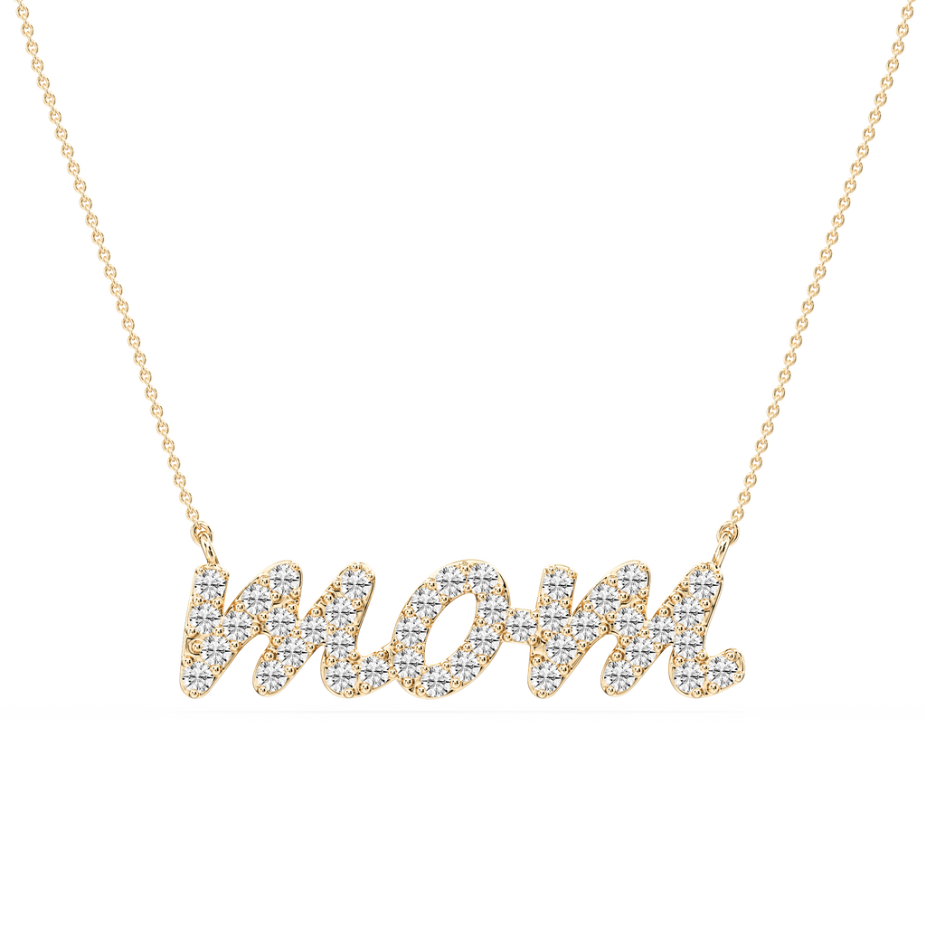 Round LGD Mommy Block Letter Pendant - 16 to 18 Inches