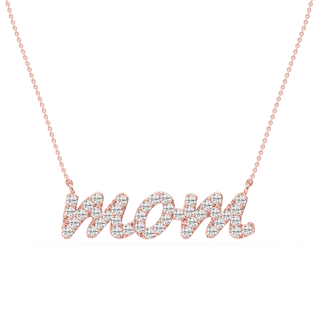 Round LGD Mommy Block Letter Pendant - 16 to 18 Inches
