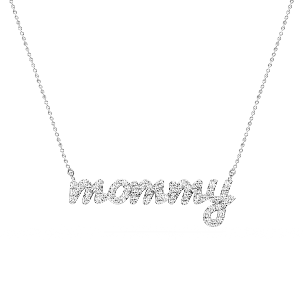 Round LGD Mommy Cursive Letter Pendant - 16 to 18 Inches