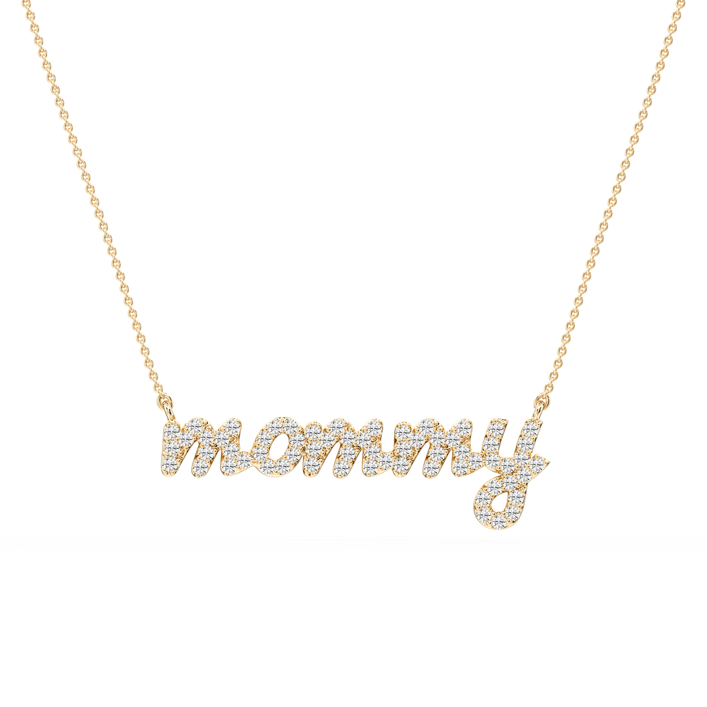 Round LGD Mommy Cursive Letter Pendant - 16 to 18 Inches