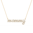 Round LGD Mommy Cursive Letter Pendant - 16 to 18 Inches