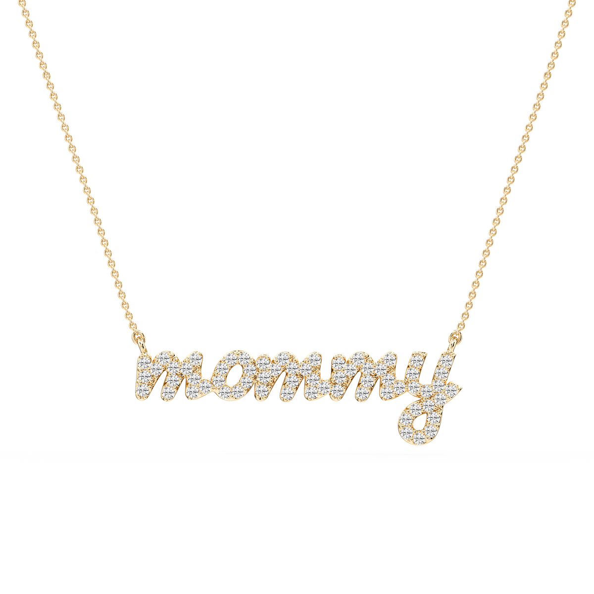 Round LGD Mommy Cursive Letter Pendant - 16 to 18 Inches