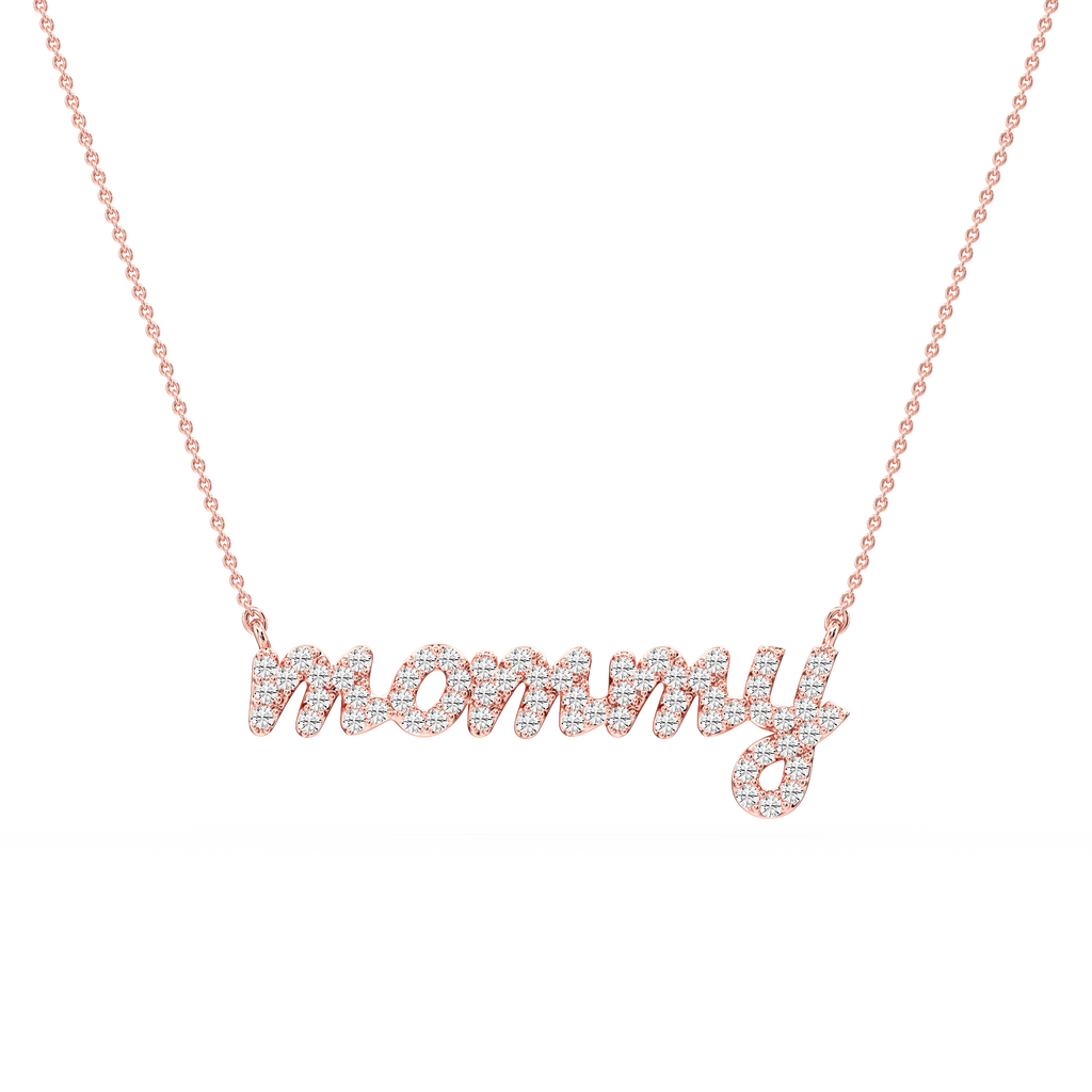 Round LGD Mommy Cursive Letter Pendant - 16 to 18 Inches