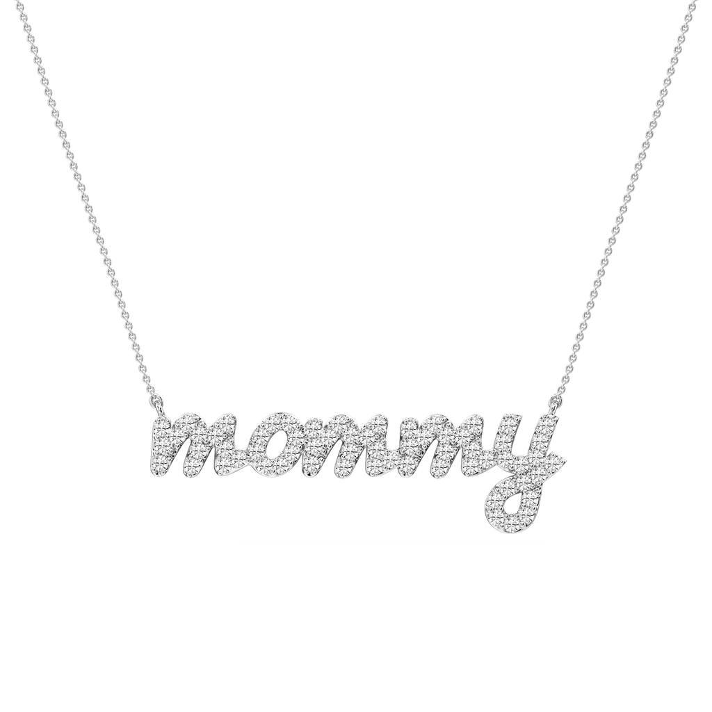 Round LGD Mommy Cursive Letter Pendant - 16 to 18 Inches