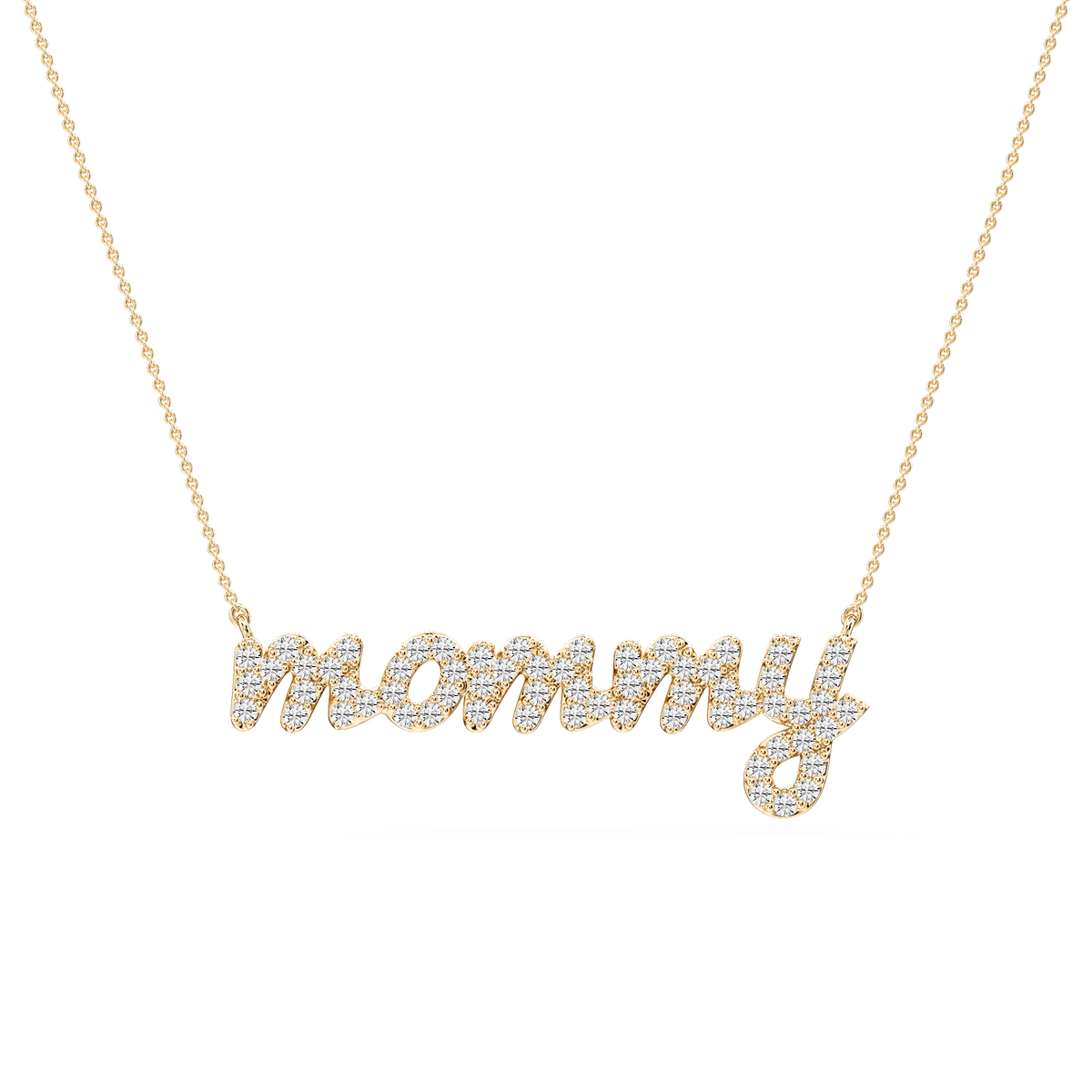 Round LGD Mommy Cursive Letter Pendant - 16 to 18 Inches