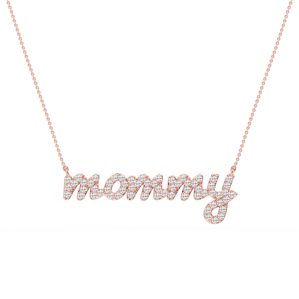 Round LGD Mommy Cursive Letter Pendant - 16 to 18 Inches