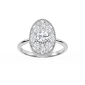 Nellie 1 ⅓ ctw Oval, Marquise, and Round LGD Multi Shape Halo Vintage Promise Ring - 14K White Gold