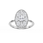 Nellie 1 ⅓ ctw Oval, Marquise, and Round LGD Multi Shape Halo Vintage Promise Ring - 14K White Gold