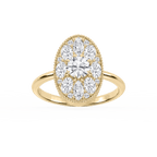 Nellie 1 ⅓ ctw Oval, Marquise, and Round LGD Multi Shape Halo Vintage Promise Ring - 14K Yellow Gold