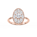 Nellie 1 ⅓ ctw Oval, Marquise, and Round LGD Multi Shape Halo Vintage Promise Ring - 14K Rose Gold
