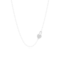 ⅒ ctw Round LGD Pave Heart Lock Paperclip Pendant - 18 Inches