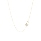 ⅒ ctw Round LGD Pave Heart Lock Paperclip Pendant - 18 Inches