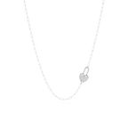 ⅒ ctw Round LGD Pave Heart Lock Paperclip Pendant - 18 Inches