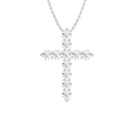 Round LGD Shared Prong Cross Pendant - 18 Inches