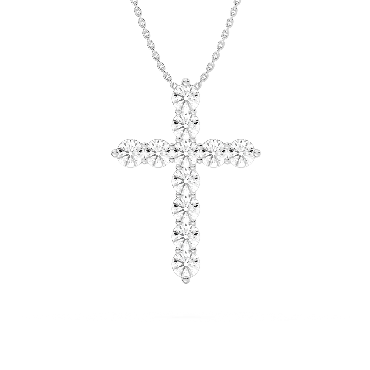 Round LGD Shared Prong Cross Pendant - 18 Inches