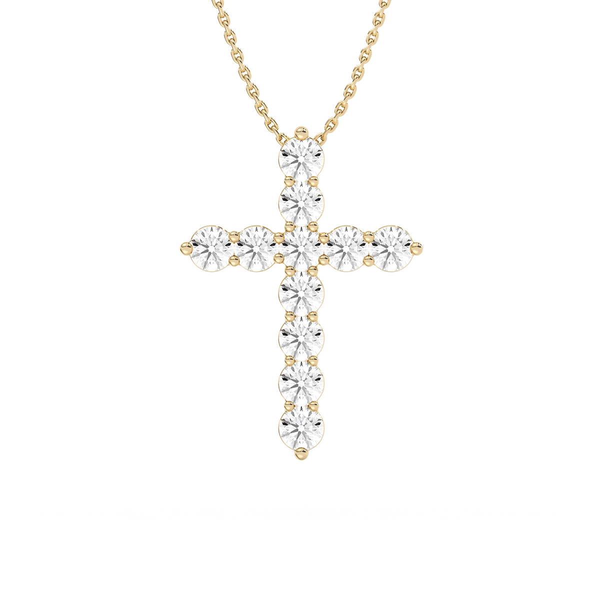 Round LGD Shared Prong Cross Pendant - 18 Inches
