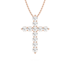 Round LGD Shared Prong Cross Pendant - 18 Inches